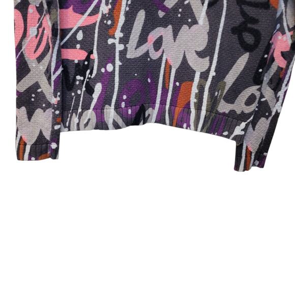Lisa Todd Womens Cotton Love Language Graffiti Print Long Sleeve Sweater Size XS - Picture 3 of 10